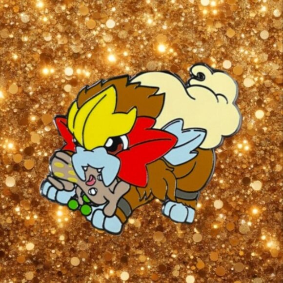 Legendary Pokemon Entei Chewing on Sudowoodo Kawaii Enamel Pin - Picture 4 of 4